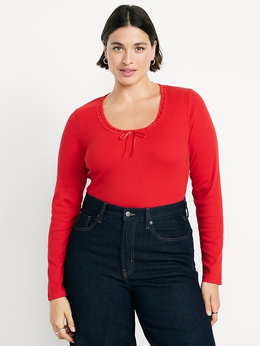 Image number 5 showing, Scoop-Neck Long-Sleeve Ribbed Top