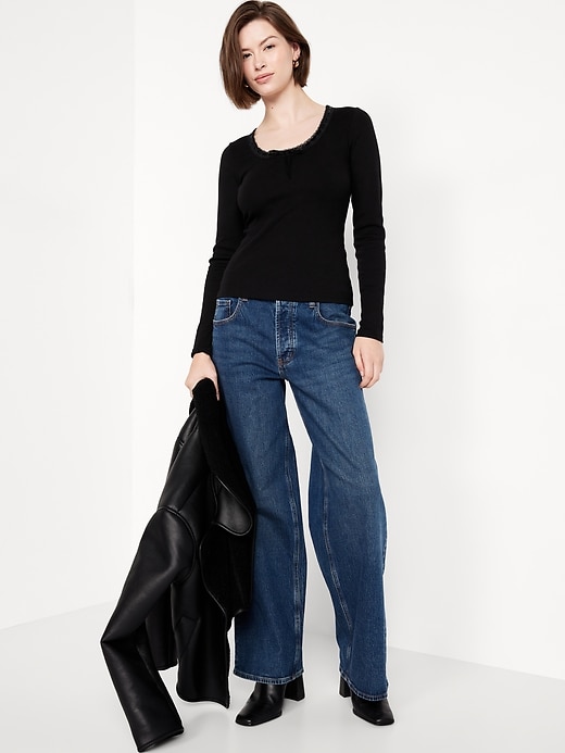 Image number 3 showing, Scoop-Neck Long-Sleeve Ribbed Top