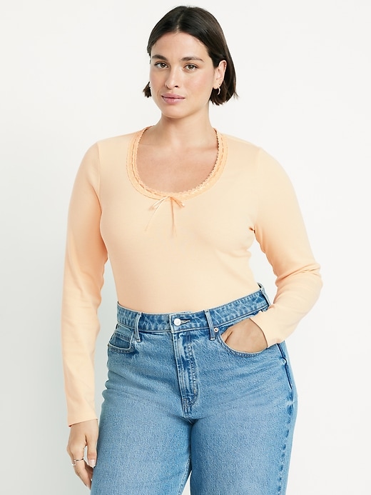 Image number 5 showing, Scoop-Neck Long-Sleeve Ribbed Top