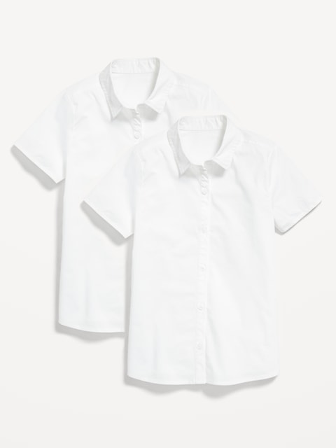 Chemisier d’uniforme scolaire à manches courtes en popeline pour fille (paquet de 2) - Lys Calla
