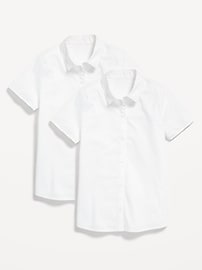L'image numéro 1 présente Chemisier d’uniforme scolaire à manches courtes en popeline pour fille (paquet de 2)
