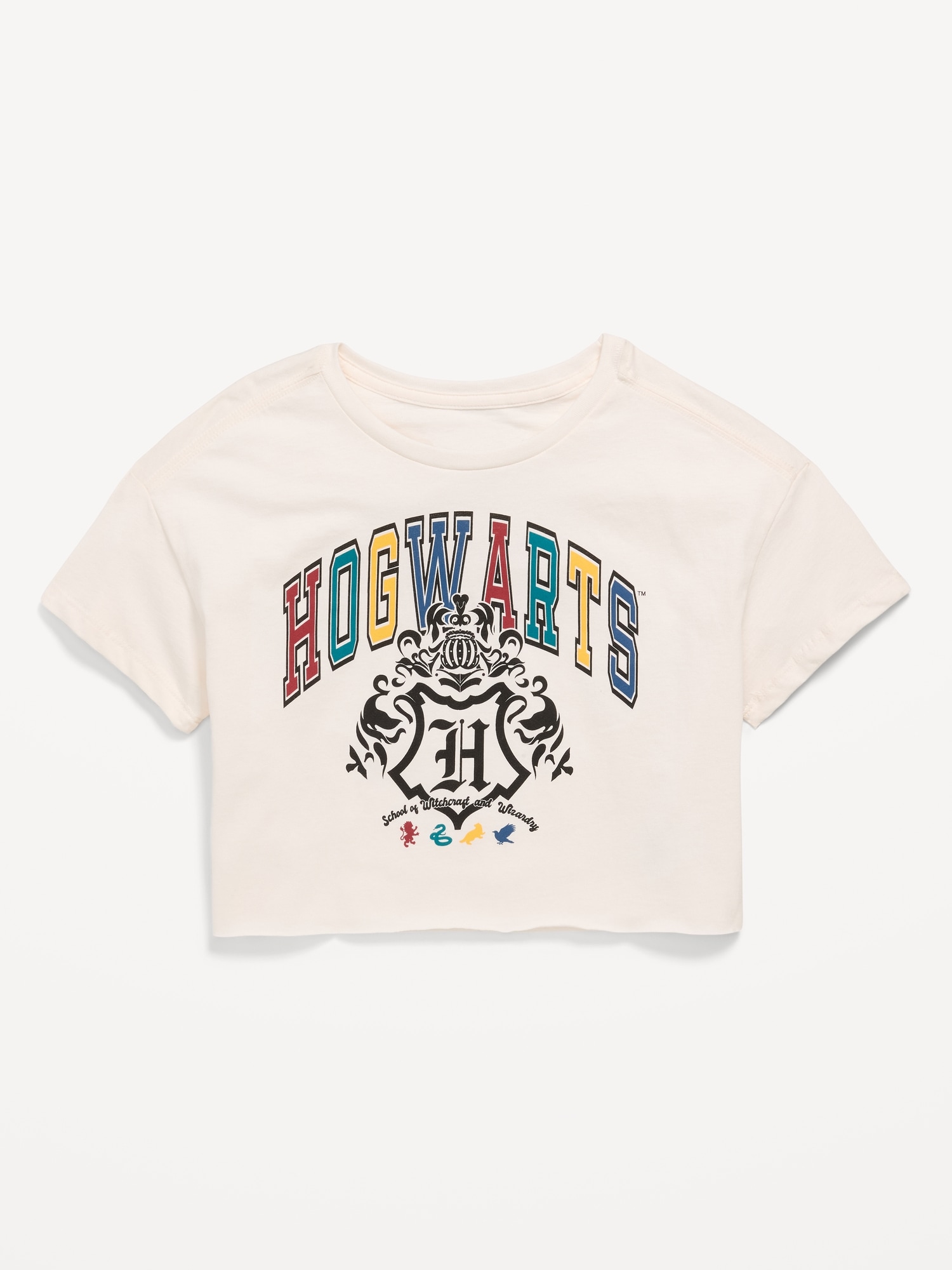 Hogwarts™ Graphic Raw-Edge Cropped T-Shirt for Girls