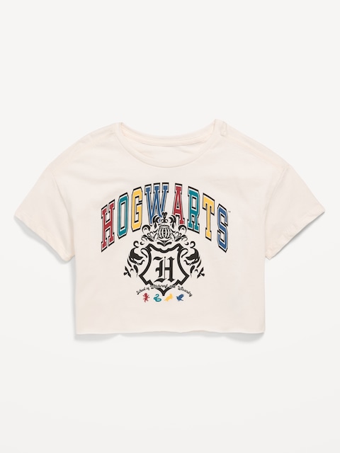 T-shirt court à lisière brute à imprimé Hogwarts™ pour fille - Sel De Mer