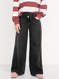 L'image numéro 1 présente Jean à ceinture croisée coupe très généreuse à jambe large pour fille