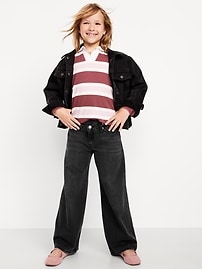 L'image numéro 3 présente Jean à ceinture croisée coupe très généreuse à jambe large pour fille