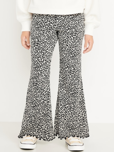 Textured Knit Flare Leggings for Girls - Leopard