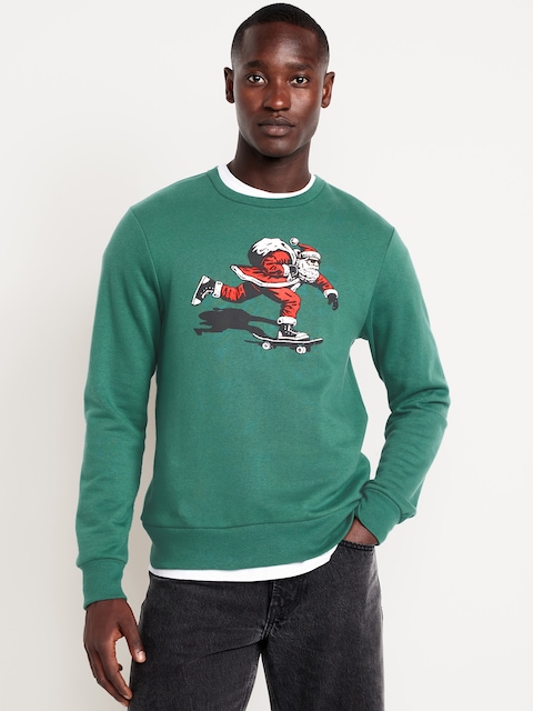 Holiday-Graphic Sweatshirt - Skateboard Santa