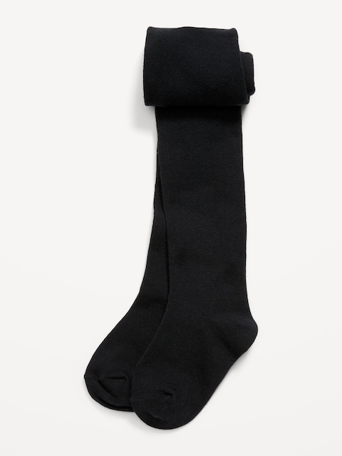 Soft-Knit Solid Tights for Toddler Girls - Black Jack