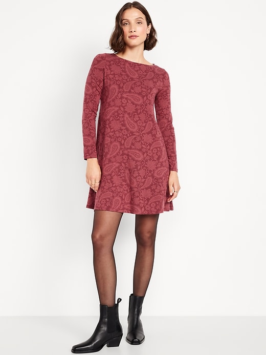 Image number 1 showing, Long-Sleeve Mini Swing Dress