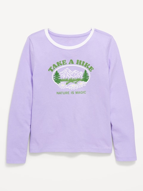 Long-Sleeve Graphic T-Shirt for Girls - Lavender Haven