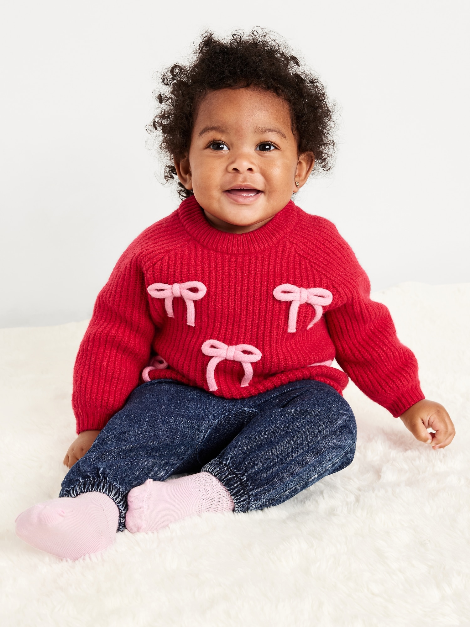 SoSoft Textured Bows Tunic Sweater for Baby