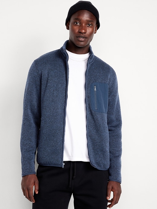 Image number 1 showing, Sherpa-Lined Fleece-Knit Jacket