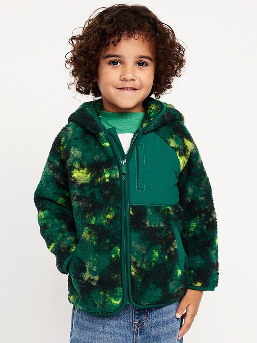 Image number 1 showing, Oversized Sherpa Hooded Jacket for Toddler Boys
