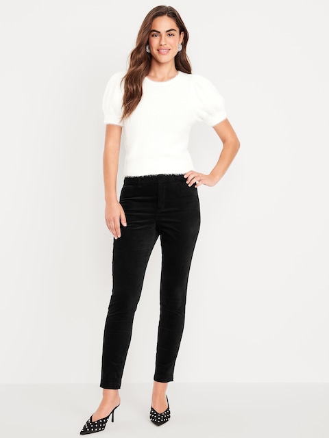 Pantalon Pixie ajusté en velours à taille haute longueur cheville