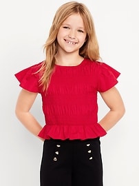 Image number 1 showing, Short-Sleeve Smocked Top for Girls