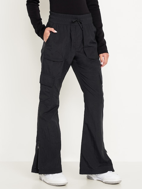 High-Waisted Cargo Flare-Leg Pants for Girls - Black Jack