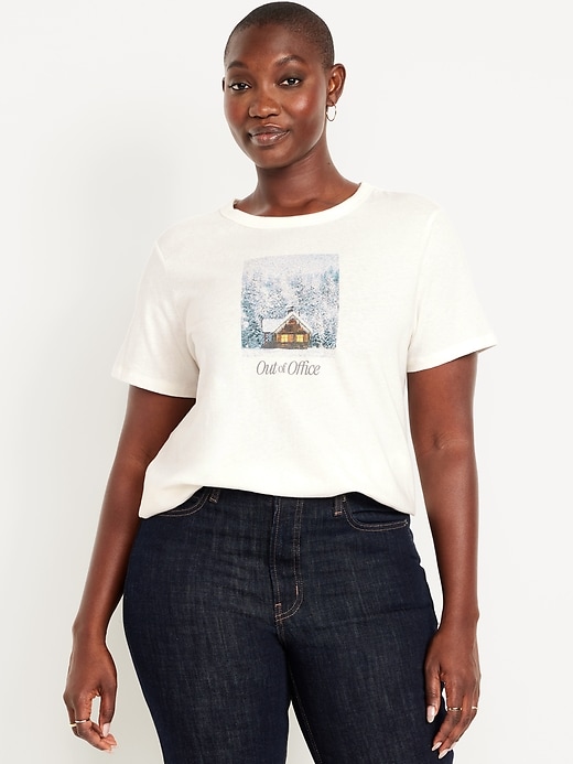 L'image numéro 4 présente T-shirt passe-partout ras du cou à imprimé