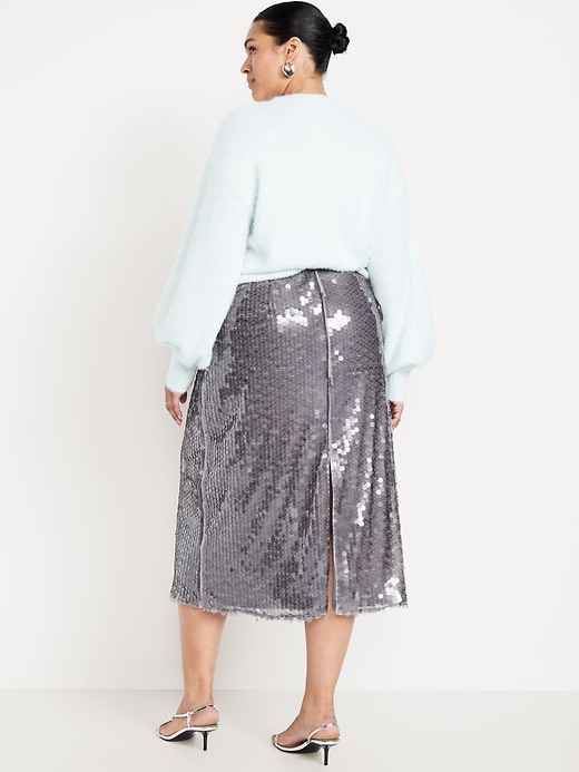 L'image numéro 9 présente Jupe droite mi-longue à taille haute à paillettes
