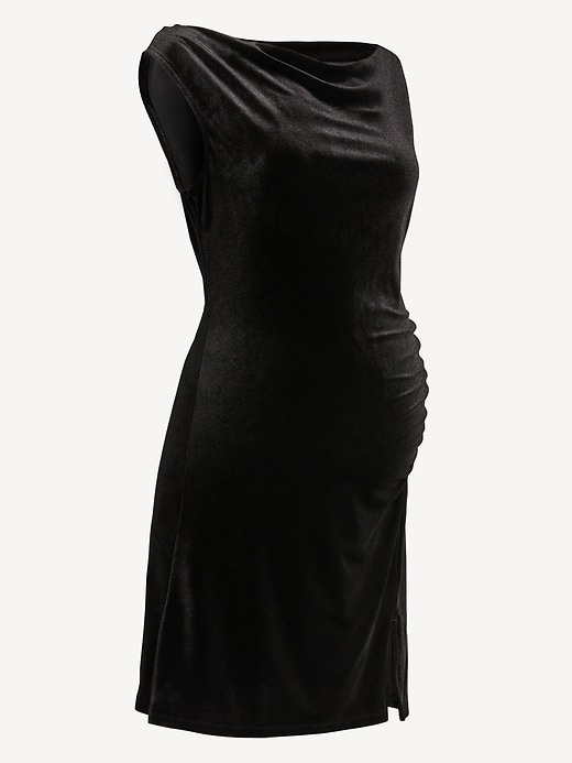 Image number 1 showing, Maternity Asymmetrical Shoulder Mini Dress