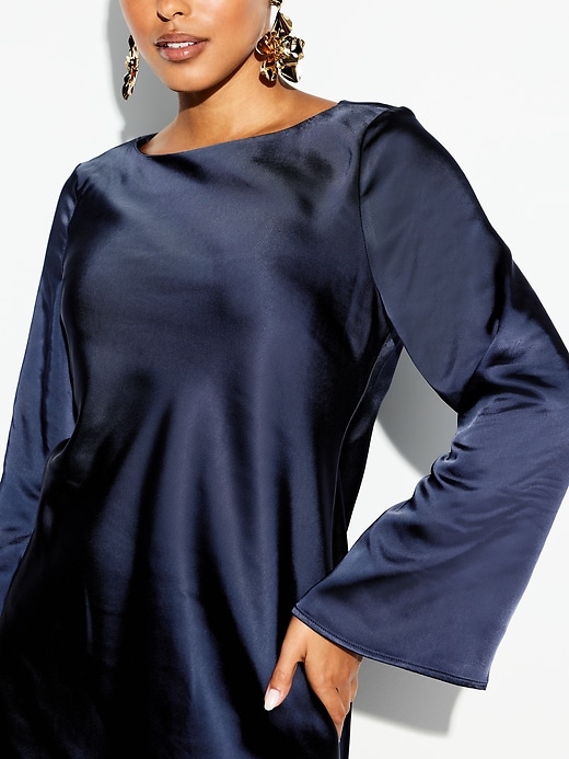 Image number 6 showing, The Occasion by Old Navy Satin Flare-Sleeve Mini Dress