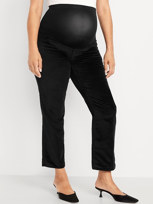 Image number 2 showing, Maternity Full-Panel OG Straight Velvet Pants