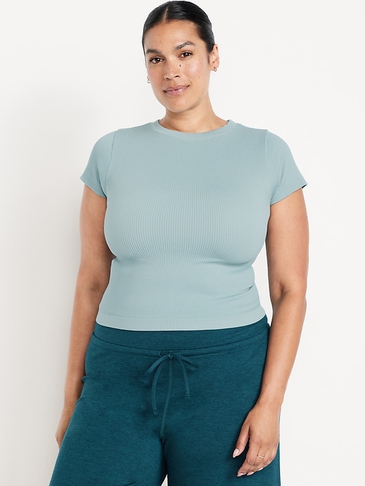 L'image numéro 7 présente T-shirt côtelé ajusté Zénitude sans coutures