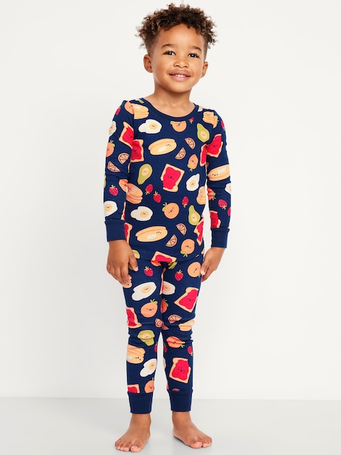 Printed Snug-Fit Pajama Set for Toddler & Baby - Toast