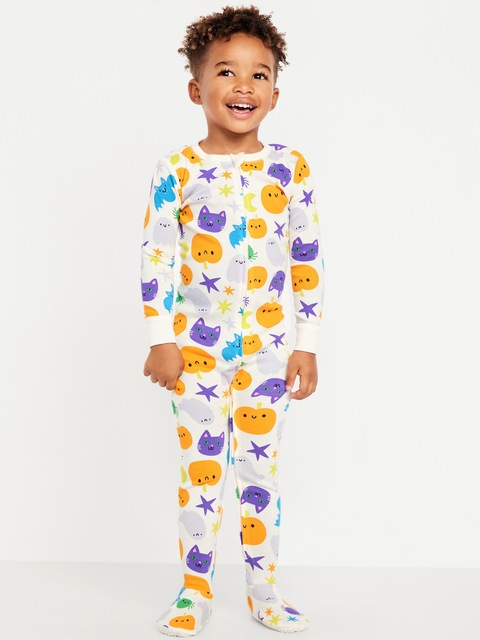 Pyjama une-pièce ajusté à glissière bidirectionnelle pour tout-petit et bébé - Citrouille