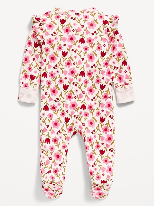 Image number 3 showing, 2-Way-Zip Sleep & Play Ruffle-Trim Footed One-Piece for Baby