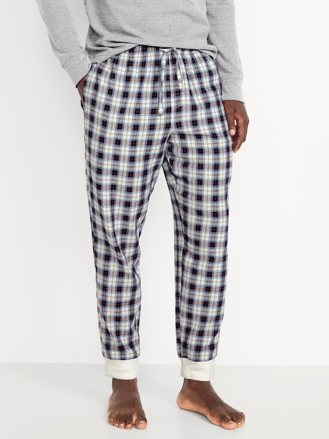 Pantalon de jogging de pyjama en flanelle à motifs à carreaux - Carreaux Marine Et Jaunes