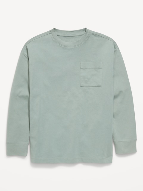 Oversized Long-Sleeve Pocket T-Shirt for Boys