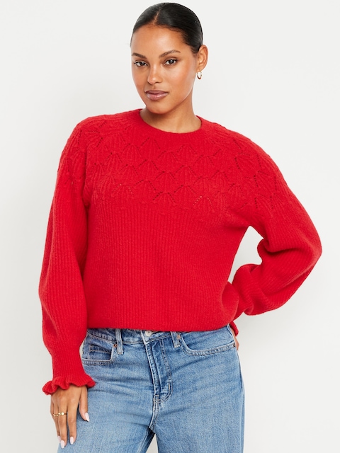 Loose Crew-Neck Cropped Sweater