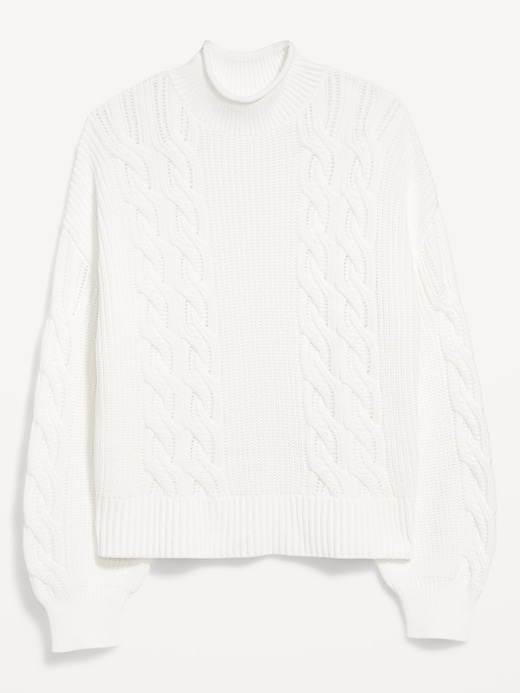 Image number 5 showing, Seaside Cotton Roll-Neck Cable-Knit Sweater