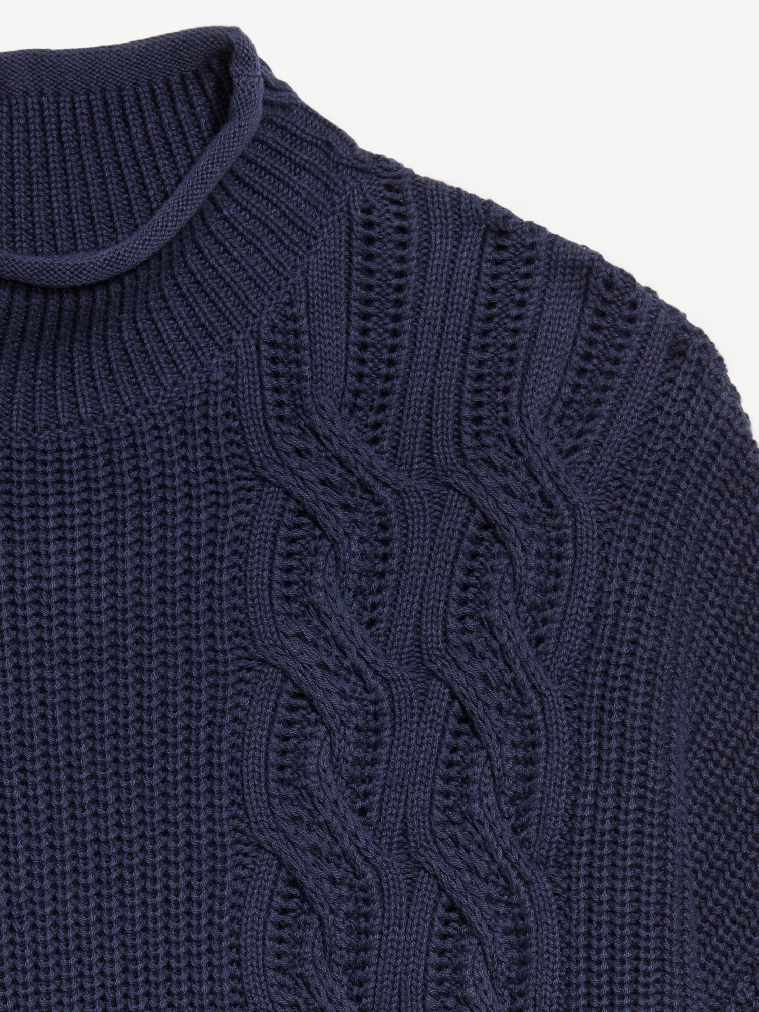 Seaside Cotton Roll-Neck Cable-Knit Sweater | Old Navy