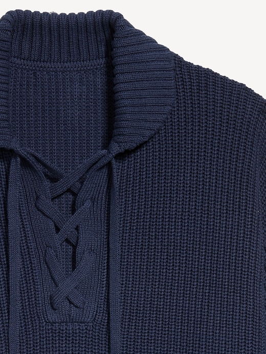 Image number 5 showing, Seaside Cotton Lace-Up Collar Sweater