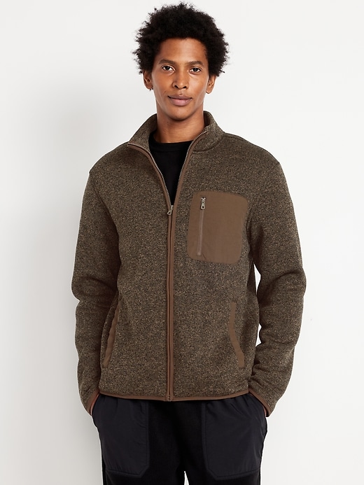 Image number 1 showing, Sherpa-Lined Fleece-Knit Jacket