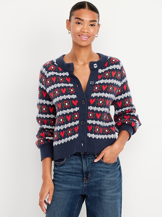 L'image numéro 1 présente Cardigan ras du cou SoSoft à motif