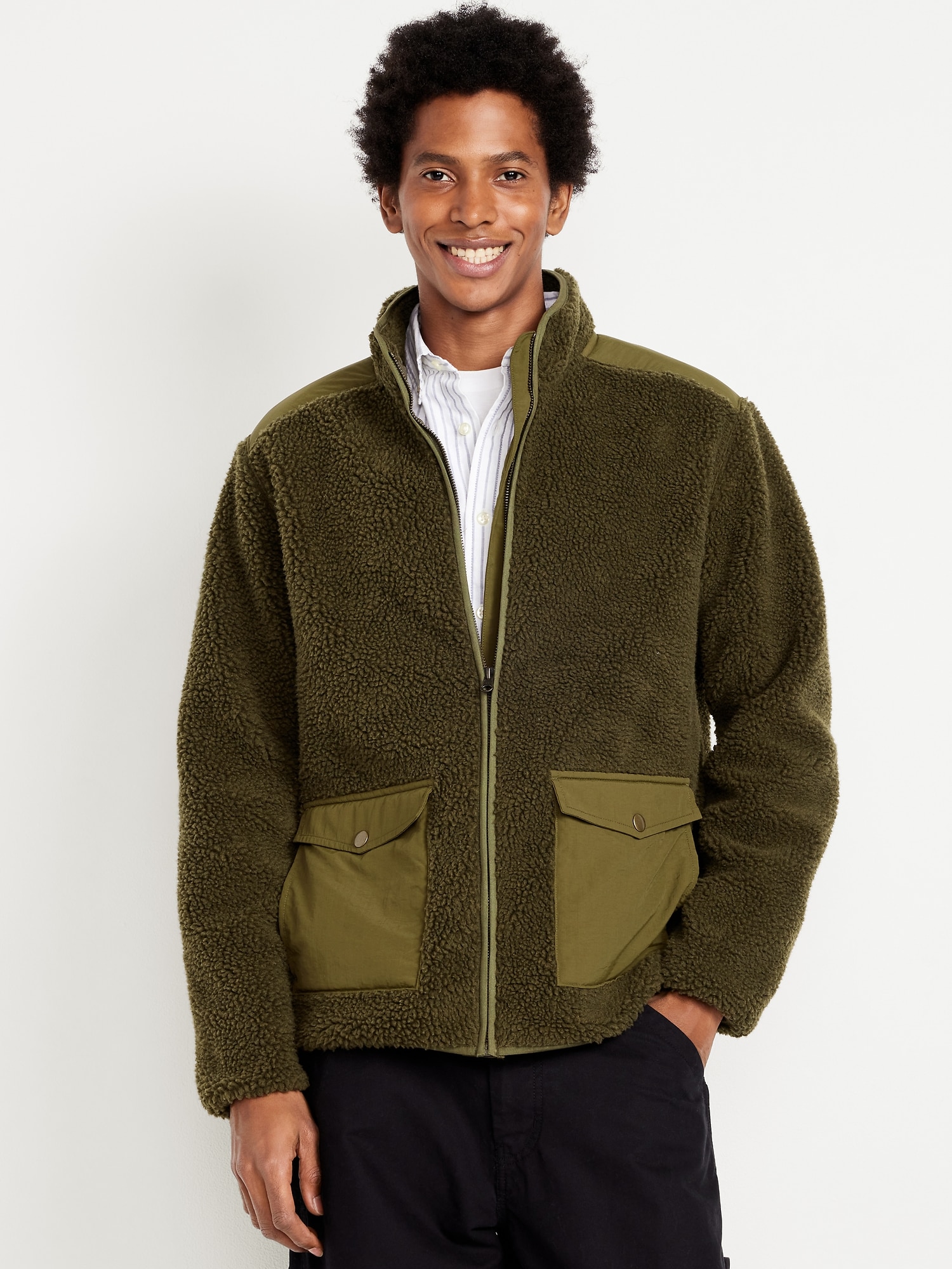 Loose Utility Sherpa Jacket | Old Navy