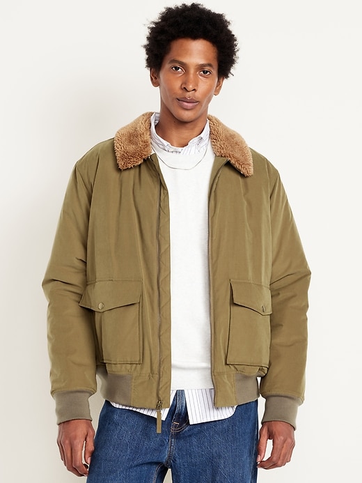 Image number 1 showing, Water-Resistant Aviator Bomber Jacket