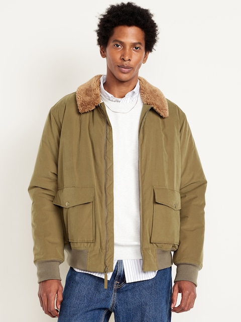 Water-Resistant Aviator Bomber Jacket - Heritage Green