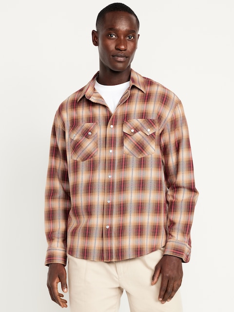 Chemise western texturée à carreaux avec poches