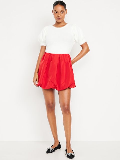 Taffeta Bubble Mini Skirt - Amaryllis