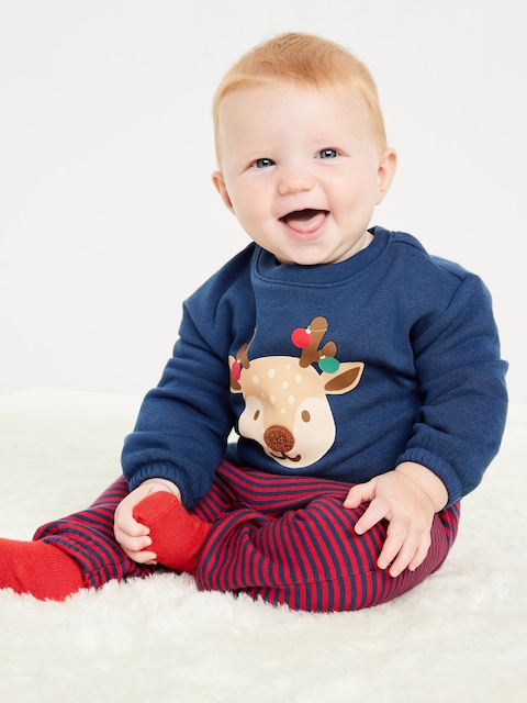 Ensemble de chandail ras du cou à manches longues et pantalon en coton ouaté à imprimé pour bébé