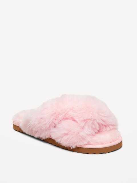 Faux-Fur Slippers for Girls - Fairytale Rose