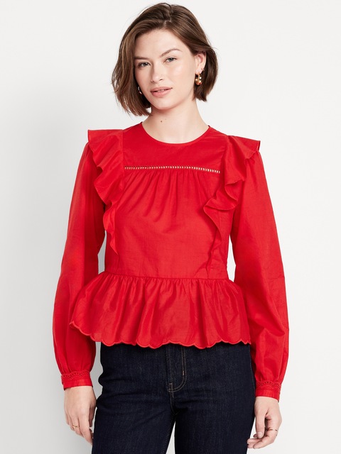 High-Neck Ruffle Peplum Top