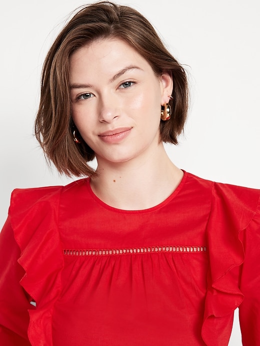 Image number 4 showing, High-Neck Ruffle Peplum Top