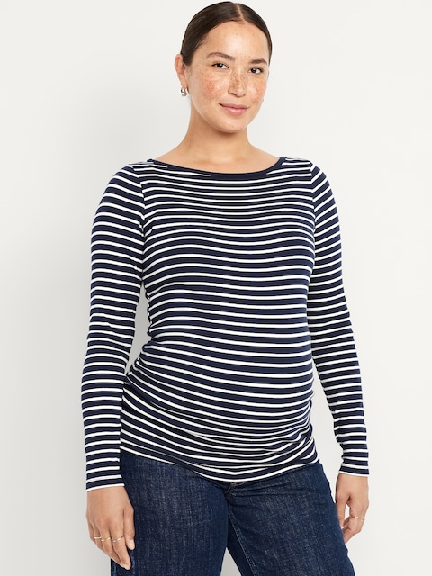 T-shirt moulant à encolure bateau de maternité