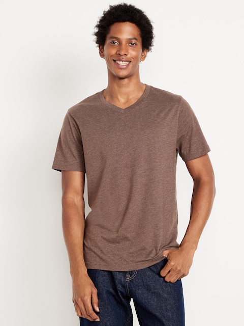 T-shirt à col en V pour Homme - Naturel