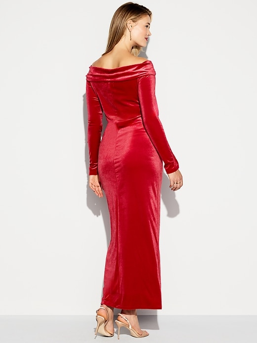 Image number 9 showing, The Occasion by Old Navy Velvet Off-Shoulder Maxi Dress