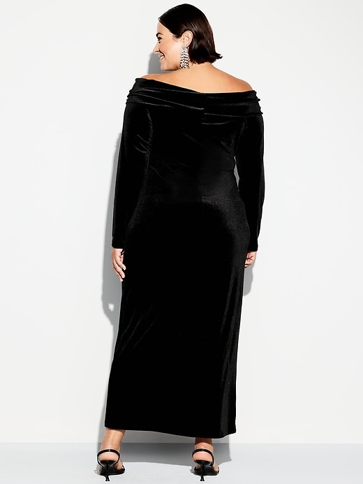 Image number 10 showing, The Occasion by Old Navy Velvet Off-Shoulder Maxi Dress